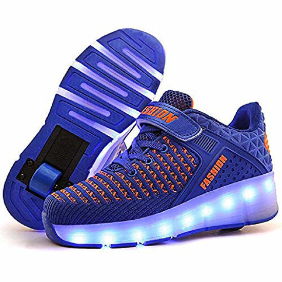 Picture of SDSPEED 7 Colors LED Rechargeable Kids Roller Skate Shoes with Single Wheel Shoes Sport Sneaker