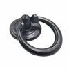 Picture of HONJIE 5Pcs Black Metal Ring Pull Handle Used for Cabinet Drawer Door, with Screws