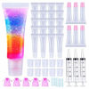 Picture of AMORIX 50PCS Empty Lip Gloss Tubes 10ml Clear 6PCS Pink Lip Gloss Containers Lip Balm Tubes Cute Lipgloss Supplies Squeeze Tubes Kit with 3 x 20ml Syringes 5pcs Organza Bags for DIY Lip Gloss Base