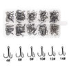 Picture of Fishing Treble Hooks Kit High Carbon Steel Hooks Strong Sharp Round Bend for Lures Baits Saltwater Fishing 110pcs/box Mixed 6 Size 4 6 8 10 12 14