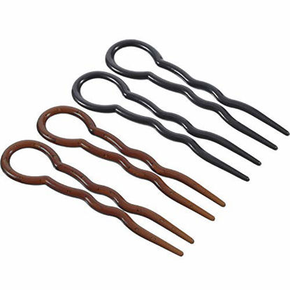 Picture of Bememo 20 Pieces Lady Style Grip Hair Pins, Magic Simple Fast Spiral Hair Braid Twist Styling Clip Pin, Black and Brown