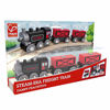 Picture of Hape Steam-Era Freight Train | Classic Black & Red Childrens Locomotive Toy With Unloadable Freight Wagons, L: 9.4, W: 1.3, H: 1.9 inch