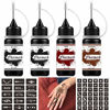 Picture of Temporary Tattoo Kit Temp Tattoo for Women Men Kids Fake Tattoos Semi Permanent Tattoo Ink Summer Trend Art Painting DIY Fake Freckles 84 Pcs Tattoo Stencils - Full Kit 4 Bottles