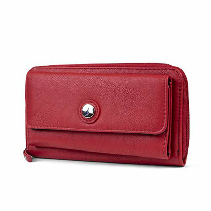 Picture of Nautica Bulk Cargo Womens RFID Wallet Clutch Zip Around Organizer (Fuego Red)