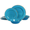 Picture of Laurie Gates Mauna Round Melamine Dinnerware Set, Service for 4 (12pc), Light blue