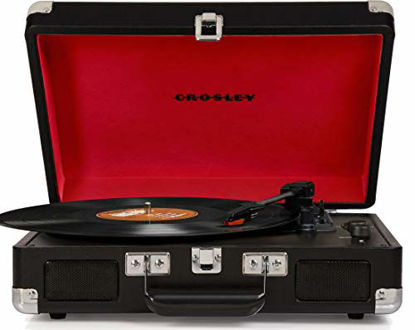 Picture of Crosley CR8005D-BK Cruiser Deluxe Vintage 3-Speed Bluetooth Suitcase Turntable, Midnight