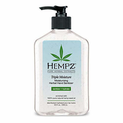 Picture of Hempz Triple Moisture Herbal Moisturizing Hand Sanitizer, 8.5 oz. - Scented Antibacterial Gel for Hands - Pump Bottle, Kills 99% of Germs, Grapefruit Fragranced Antiseptic with Skin Hydration