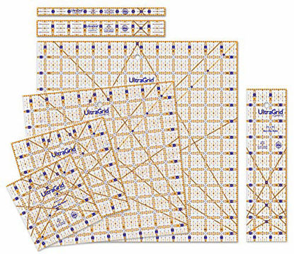 Picture of QuiltCut UltraGrid USA Made Non-Slip Quilting Rulers - 7 Piece Starter Set