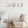 Picture of YUBAIHUI 5pcs Scandinavian Bohemian Home Wall Decor Moon Phase Decorative Mirror Set Acrylic Bedroom Decoration Self Adhesive Ornament Living Room Decor (Beige)