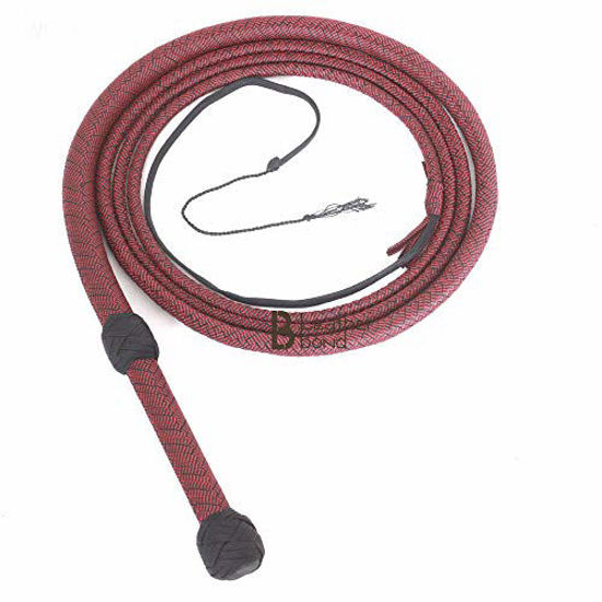 Picture of Indiana Jones Style 6 Foot & 8 Foot 12 Plait Bullwhip para Cord Nylon Bull Whip Red Black (06)