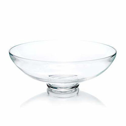 Picture of CYS Excel Glass Decorative Bowl (H:4.5" D:12") | Fruit Display Bowl | Terrarium Bowl | Kitchen Table Centerpiece | Footed Pedestal Bowl