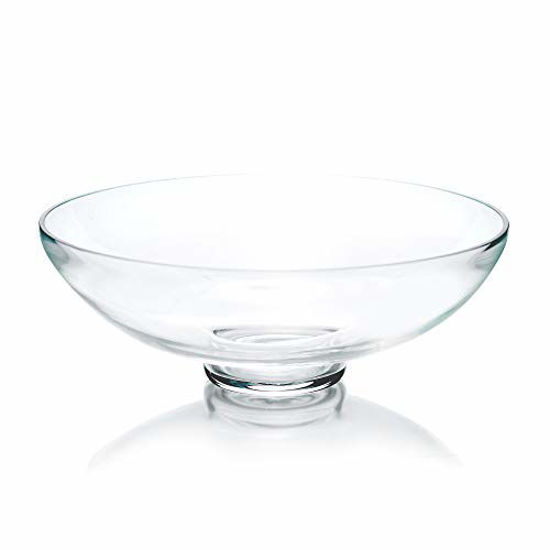 Picture of CYS Excel Glass Decorative Bowl (H:4.5" D:12") | Fruit Display Bowl | Terrarium Bowl | Kitchen Table Centerpiece | Footed Pedestal Bowl