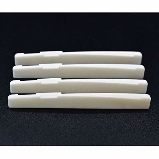 Picture of Vencetmat Acoustic Guitar Bridge Saddles, Fit for 74mm & 72mm Bridge Slot, Pure Complete Bone, Ivory Color, 4 Pack