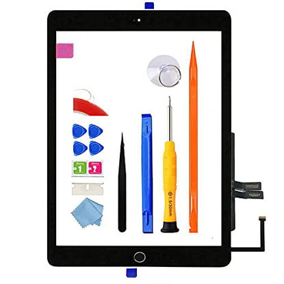 Picture of JPUNG Screen Replacement for iPad 6 6th Gen Digitizer 2018 9.7", Only for iPad 6th Generation A1893 A1954 Touchscreen, Home Button(No TouchID), Full Repair Kit+ Video Tips