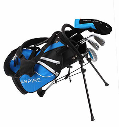 Picture of ASPIRE Junior Plus Complete Golf Club Set for Children, Kids - 5 Age Groups Boys and Girls - Right Hand, Real Girls Junior Golf Bag, Kids Golf Clubs Set