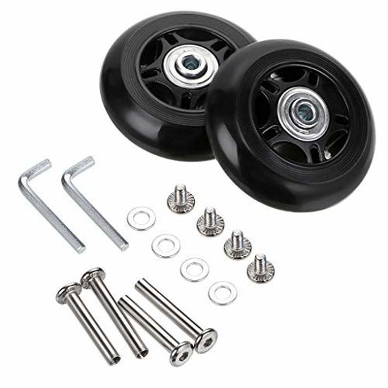 Picture of OwnMy 80mm x 24mm Luggage Suitcase Replacement Wheels, Rubber Swivel Caster Wheels Bearings Repair Kits, A Set of 2