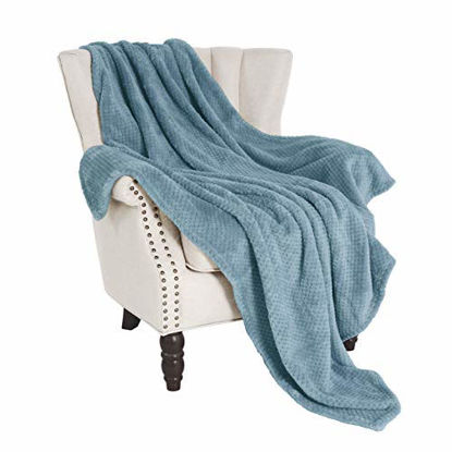 Picture of Exclusivo Mezcla Waffle Textured Soft Fleece Blanket, Large Throw Blanket(Slate Blue, 50 x 70 inches)- Cozy, Warm and Lightweight