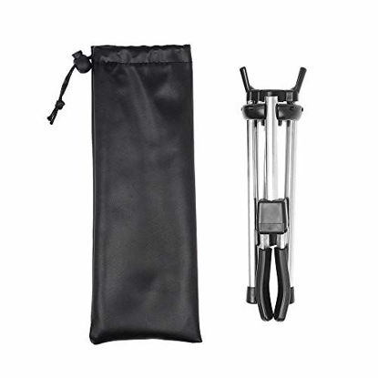 Picture of Mowind Foldable Alto Saxophone Stand Stainless Steel Sax Stand Holder Portable Saxophone Bracket Adjustable Stand with Leather Bag