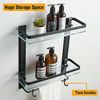 Picture of BESy Heavy Duty Lavatory Glass Bathroom Shelf, 2 Tier Tempered Glass Shower Shelves with Towel Bar Wall Mounted, Shower Storage 15 by 5 inches, Matte Black Finish/Aluminum