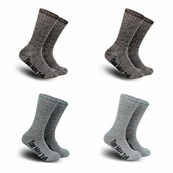 Picture of Time May Tell Mens Merino Wool Hiking Cushion Socks Pack (2Brown,Light Grey,Dark Grey(4 pairs)US Size 9~13)