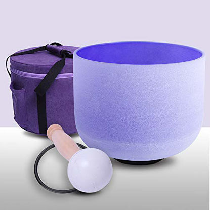 Picture of ENERGYSOUND Frosted B Note Crown Chakra Purple Colored Quartz Crystal Singing Bowl 8" carrier included (receive it in one week after shipping)