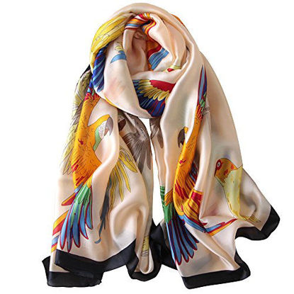 Picture of NUWEERIR Womens 100% Large Mulberry Silk Scarf Long Satin Scarf Fashion Designer Scarf Lightweight Wraps