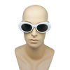 Picture of White Oval Clout Goggles Bold Retro Thick MOD 51mm Round Lens Sunglasses (White, Smoke)