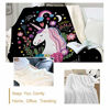 Picture of Sleepwish Unicorn Blanket Twin Size Cute Unicorn Sherpa Bed Blanket Girls Black Pink Soft Cartoon Unicorn Flowers Fleece Blanket Unicorn Gifts for Adult Women (60"x80")