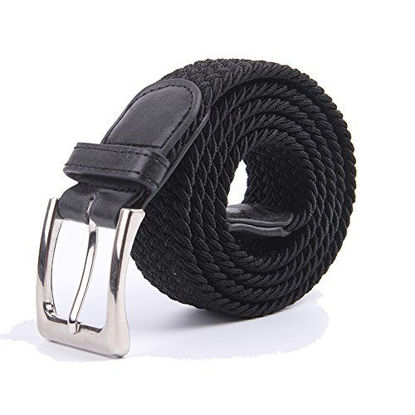 Picture of Canvas Elastic Fabric Woven Stretch Multicolored Braided Belts 2041-Black-2XL