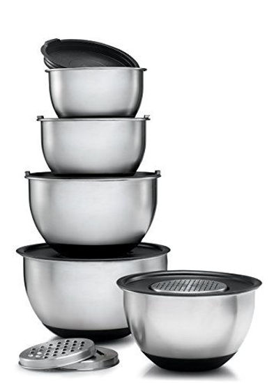 Picture of Sagler Stainless Steel Mixing Bowls Set of 5, with Lids and 3 kind of graters