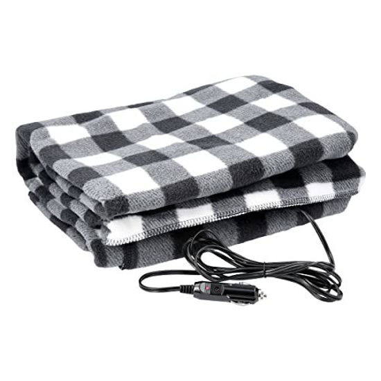 Picture of Stalwart - Electric Car Blanket- Heated 12 Volt Fleece Travel Throw for Car and RV-Great for Cold Weather, Tailgating, and Emergency Kits by Stalwart-BLACK/WHITE 59 (L) x 43 (W)