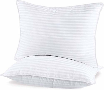 Utopia Bedding Gusseted Pillow (2-Pack) Premium Quality Bed Pillows - Side Back Sleepers - Blue Gusset - King - 18 x 36 Inches