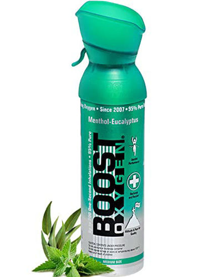 Picture of Boost Oxygen Supplemental Oxygen to Go | All-Natural Respiratory Support for Health, Wellness, Performance, Recovery and Altitude (5 Liter Canister, 1 Pack, Menthol-Eucalyptus)