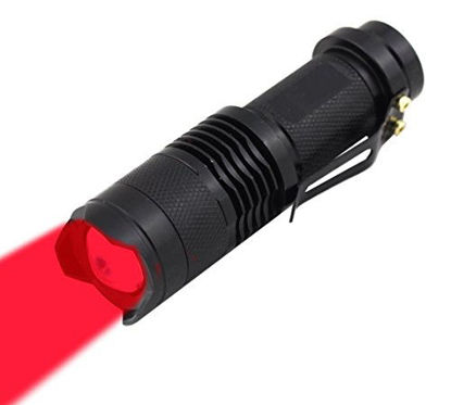 Picture of High Power One Mode Red LED Flashlight, Powerful Single Mode Red Flashlight, Red Light Flashlight Red LED Red Light Torch For Astronomy, Aviation, Night Observation-Black