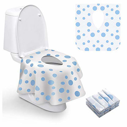 Picture of Toilet Seat Covers Disposable, Famard Extra Large Portable Potty Seat Covers for Toddlers, Soft and Waterproof Travel Potty Training Seat for Kids with Individually Wrapped (18 Packs)