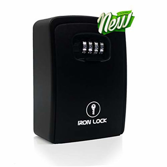 Picture of Iron Lock - XXL Key Lock Box for Keys 4 Digit Combination Extra Large Wall Mounted lockbox Indoor Outdoor Waterproof A B Switch with Resettable Code House Spare Keys Combination Hide a Key