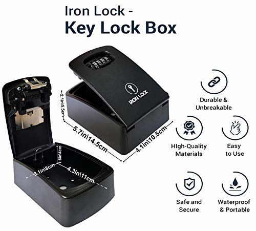 GetUSCart- Iron Lock - XXL Key Lock Box for Keys 4 Digit Combination ...