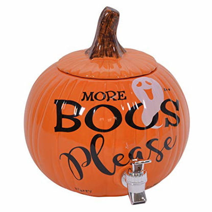 Picture of More Boos Please Pumpkin Orange 11 x 11 Glossy Ceramic Halloween Drink Dispenser