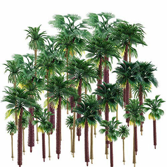 Picture of trounistro 30 Pieces Model Trees Model Coconut Palm Tree Train Scenery Miniature Landscape Scenery Diorama Models Architecture Trees