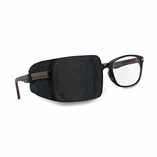 Picture of Astropic Silk Eye Patch for Adults Kids Glasses to Cover Either Eye (Medium Size, Pure Black)