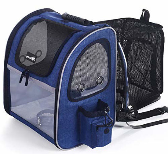 Picture of Pecute Pet Carrier Backpack, Dog Carrier Backpack, Expandable with Breathable Mesh for Small Dogs Cats Puppies, Pet Backpack Bag for Hiking Travel Camping Outdoor Hold Pets Up to 18 Lbs