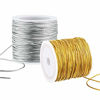 Picture of 2 Rolls Metallic Elastic Cords Stretch Cord Ribbon Metallic Tinsel Cord Rope for Craft Making Gift Wrapping, 1 mm 55 Yards (Gold and Silver)