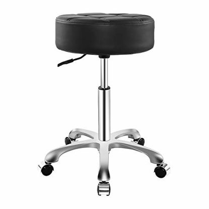 Picture of Rolling Adjustable Stool for Work Medical Tattoo Salon Office,Heavy Duty Esthetician Hydraulic Chair Stool with Wheels (Black)