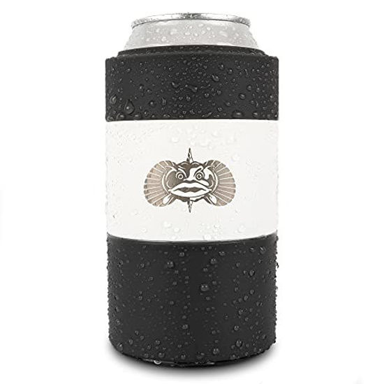 Picture of Toadfish Non-Tipping Can Cooler for 12oz Cans - Suction Cup Cooler for Beer & Soda - Includes Slim Can Adapter - Stainless Steel Double-Wall Vacuum Insulated Cooler - White