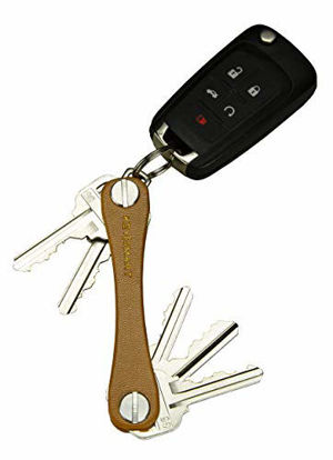 Picture of KeySmart Leather - Compact Key Holder & Pocket Keychain Organizer (up to 10 Keys, Tan)