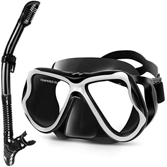 Picture of Greatever Dry Snorkel Set,Panoramic Wide View,Anti-Fog Scuba Diving Mask,Easy Breathing and Professional Snorkeling Gear