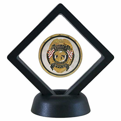 Picture of SH Challenge Coin Display Frame, 3D Floating Display Case Stand Holder, Medallion Medal Specimen Military Coin Clear Box (Black)