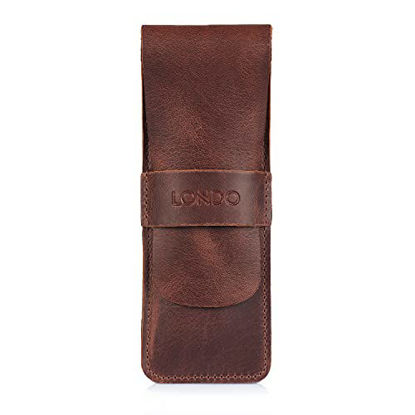 Picture of Londo Genuine Leather Pen and Pencil Case with Tuck in Flap, Stationery Bag