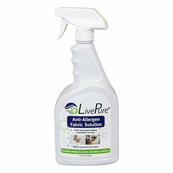 Picture of LivePure LP-SPR-32 Anti-Allergen 32 OZ Fabric Spray for Household Surfaces, Upholstery, Allergies from Dust Mites and Pet Dander, White