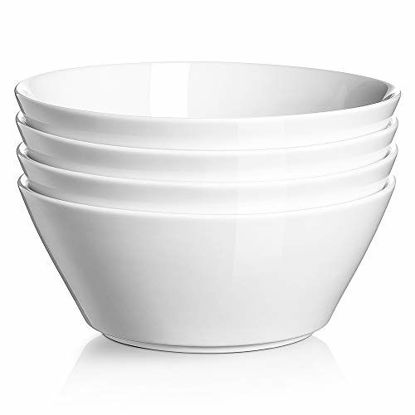 Picture of DOWAN Ceramic Soup Bowls, 32 Ounces White Ramen Bowl for Noodle, Porcelain Salad Bowls Set of 4, Large Cereal Bowls for Kitchen, Dishwasher & Microwave Safe